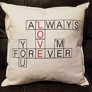 New 20x20 zipper closure, includes insert. Always Love You Forever pillow.